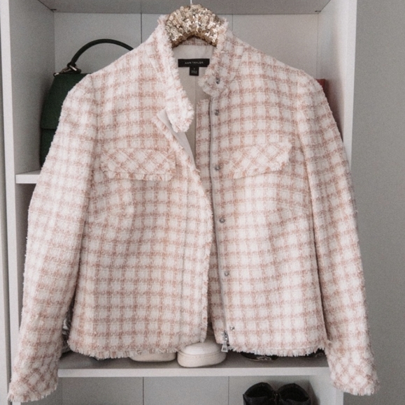 Ann Taylor Tweed Shorts jacket set matching blazer shorts 2 piece pink coord - Picture 2 of 6